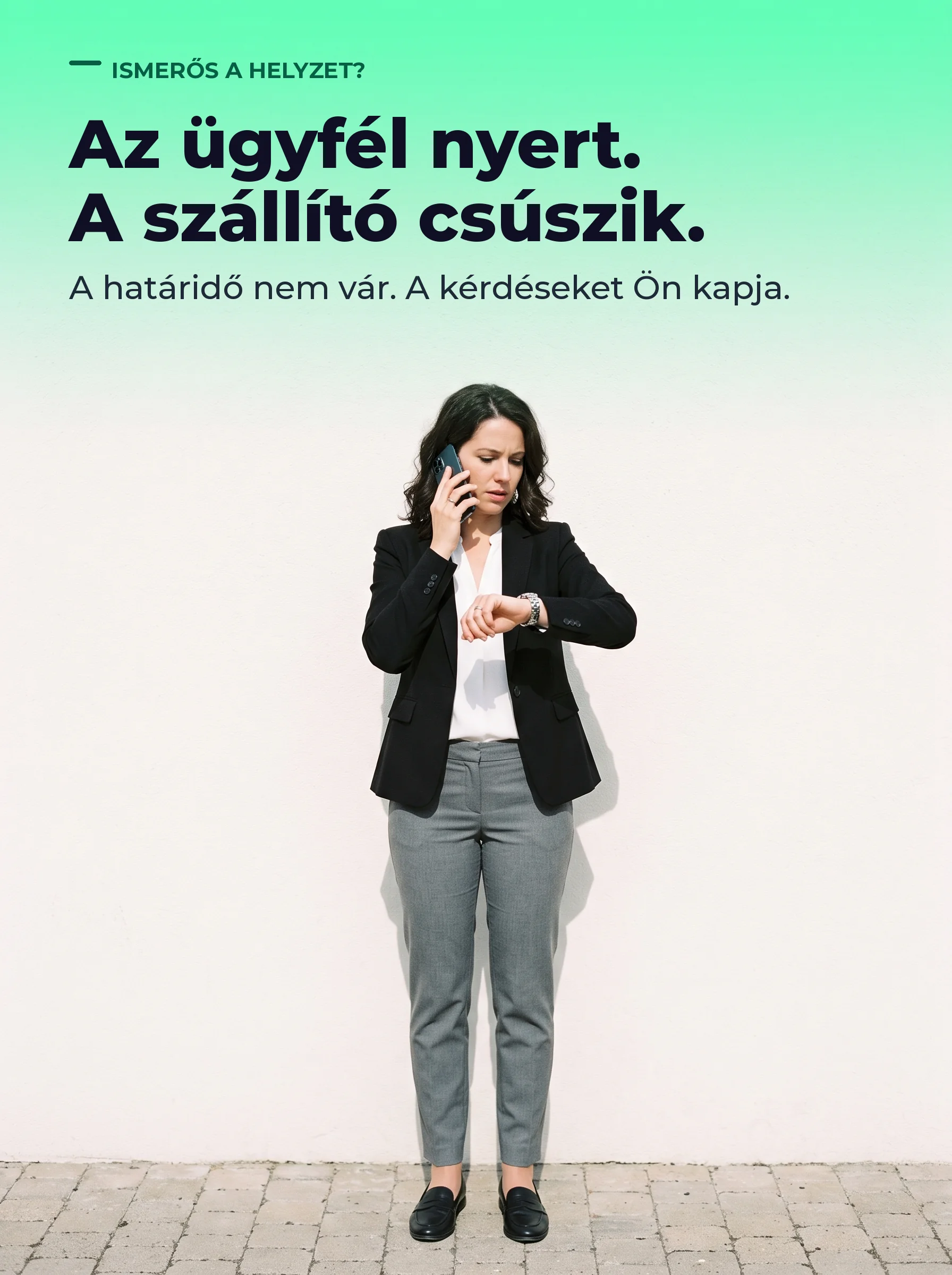 Az ügyfél nyert. A szállító csúszik. – A határidő nem vár, a kérdéseket Ön kapja