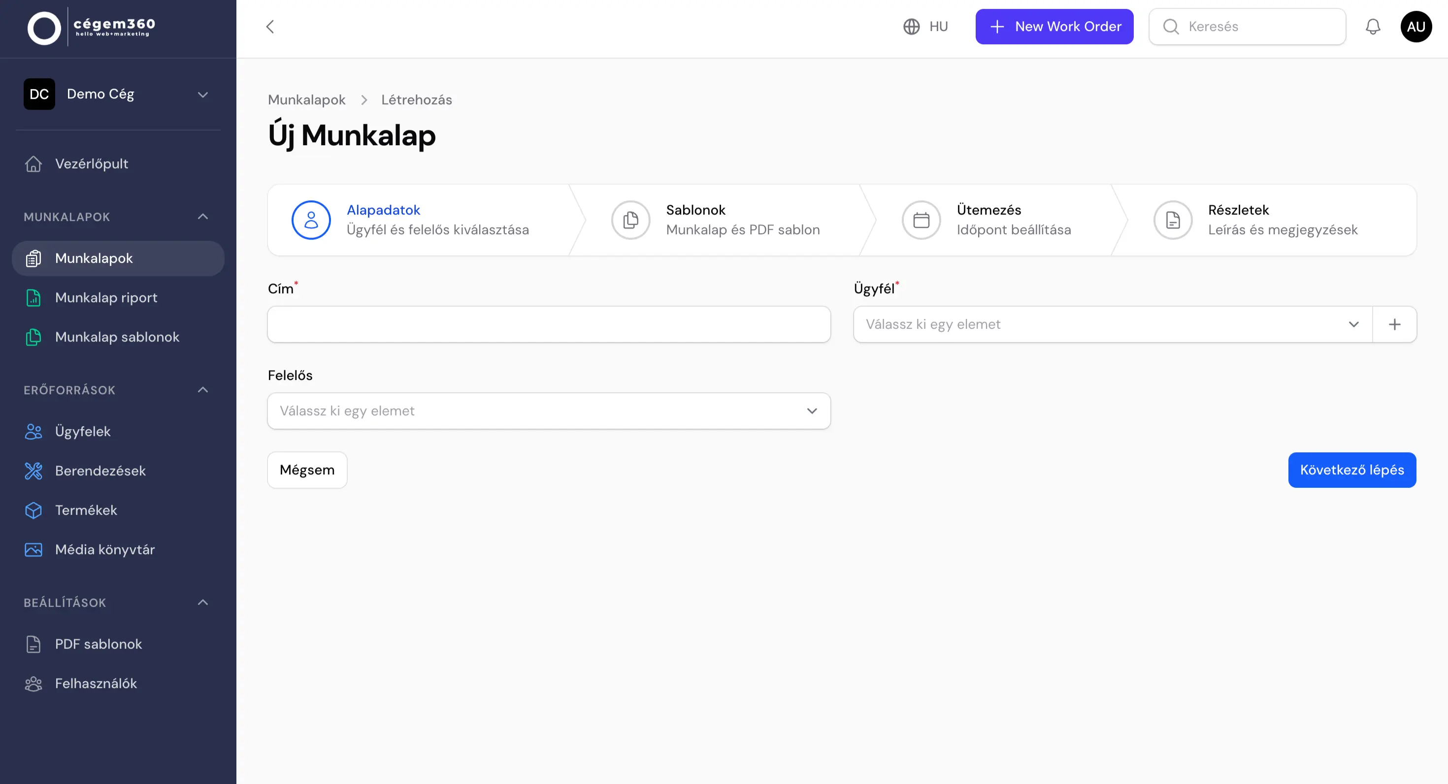 ERP modul képernyőkép