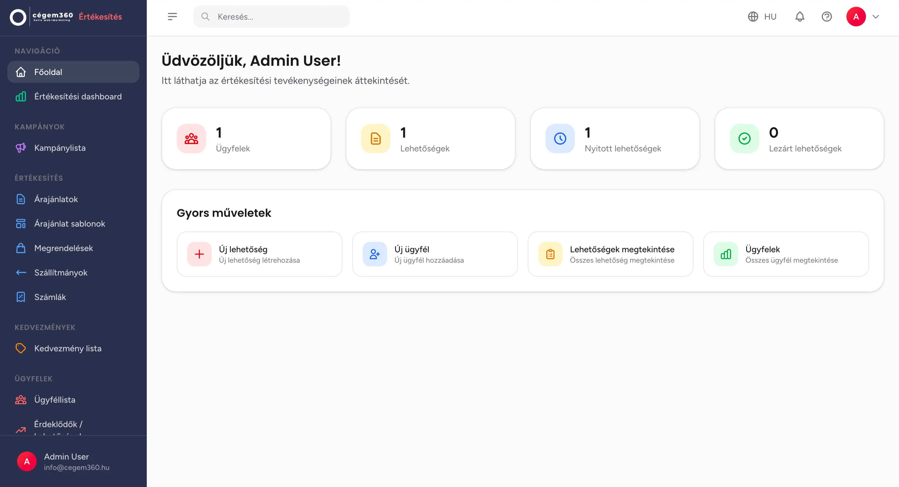 ERP modul képernyőkép