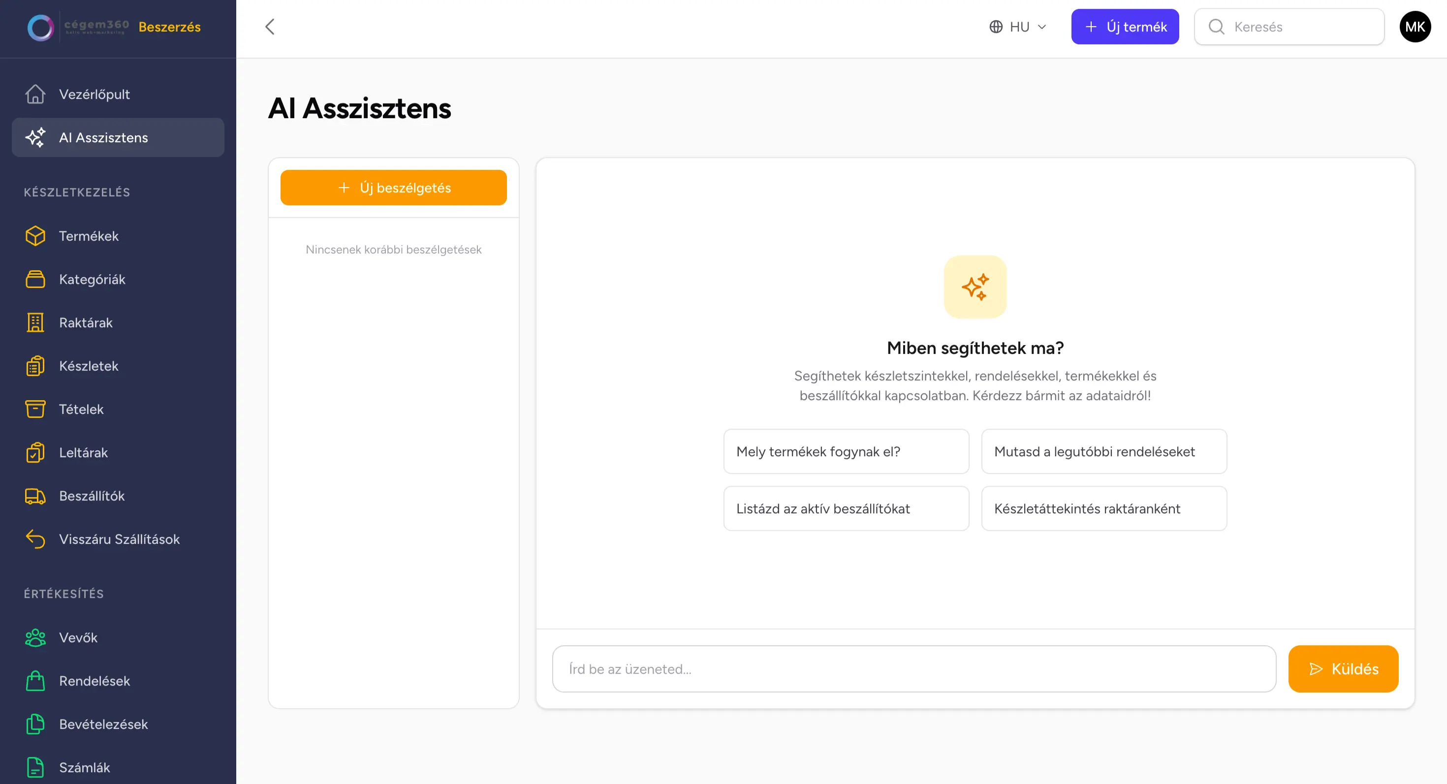 ERP modul képernyőkép